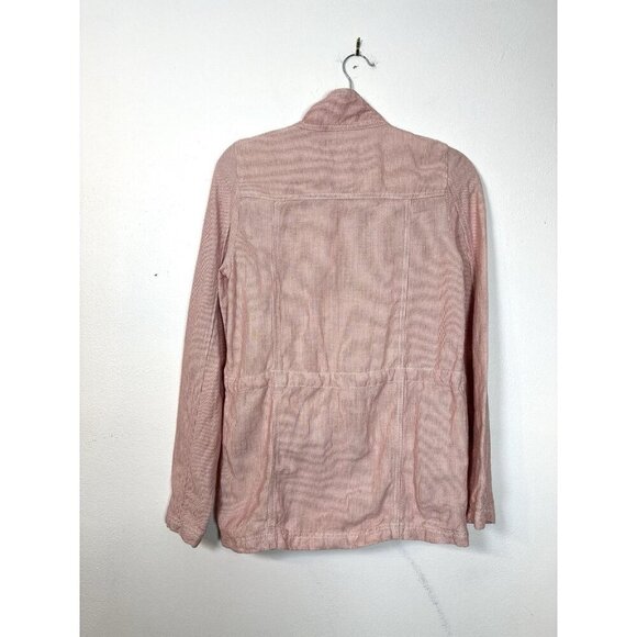 Caslon XS Linen Seersucker Utility Red/White Micro‎ Stripe Jacket - Picture 5 of 10